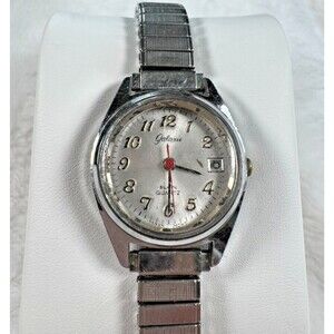 Vintage Retro Galaxie Elgin Watch Silver Tone Quartz Japan Movement